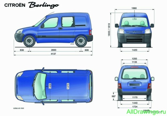 Citroën Berlingo (2004) (Citroën Berlingo (2004)) - drawings of the car